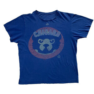 Chicago Cubs MLB Majestic Athletic Graphic Tee Men’s Large Blue Baseball Shirt